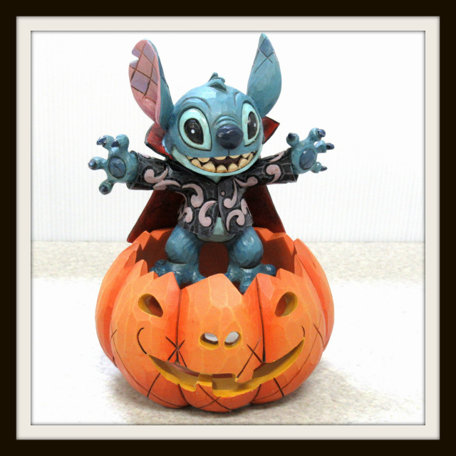 ディズニートラディション ジムショア フィギュア スティッチ ハロウィン パンプキン ライト付き エネスコ 良盤ディスク