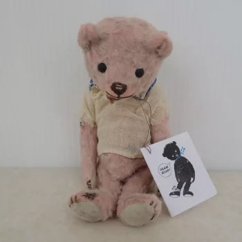 川人修身 テディベア OSAMI BEAR ピンク 18cm