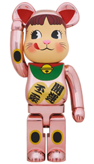 BE@RBRICK 招き猫 ペコちゃん 桃金メッキ
