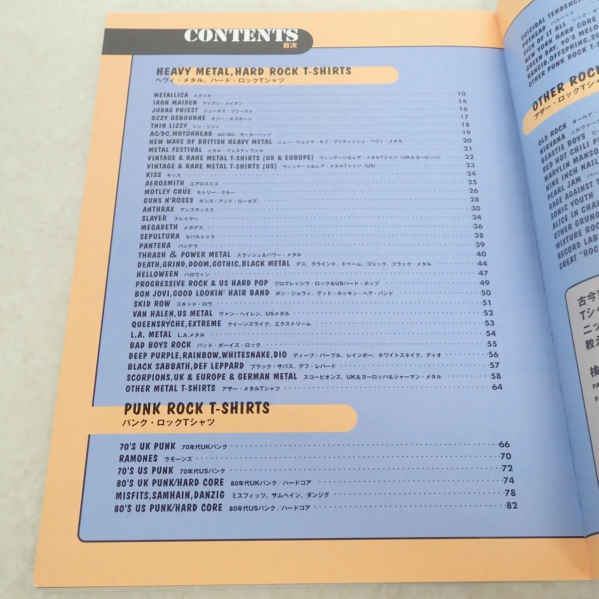 悶絶ロックTシャツ秘宝館（シンコー・ミュージックMOOK）目次